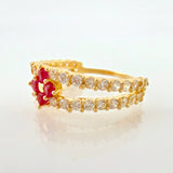 Anillo Doble Carril Flor 2.6gr / T8 / Oro Amarillo 18K *