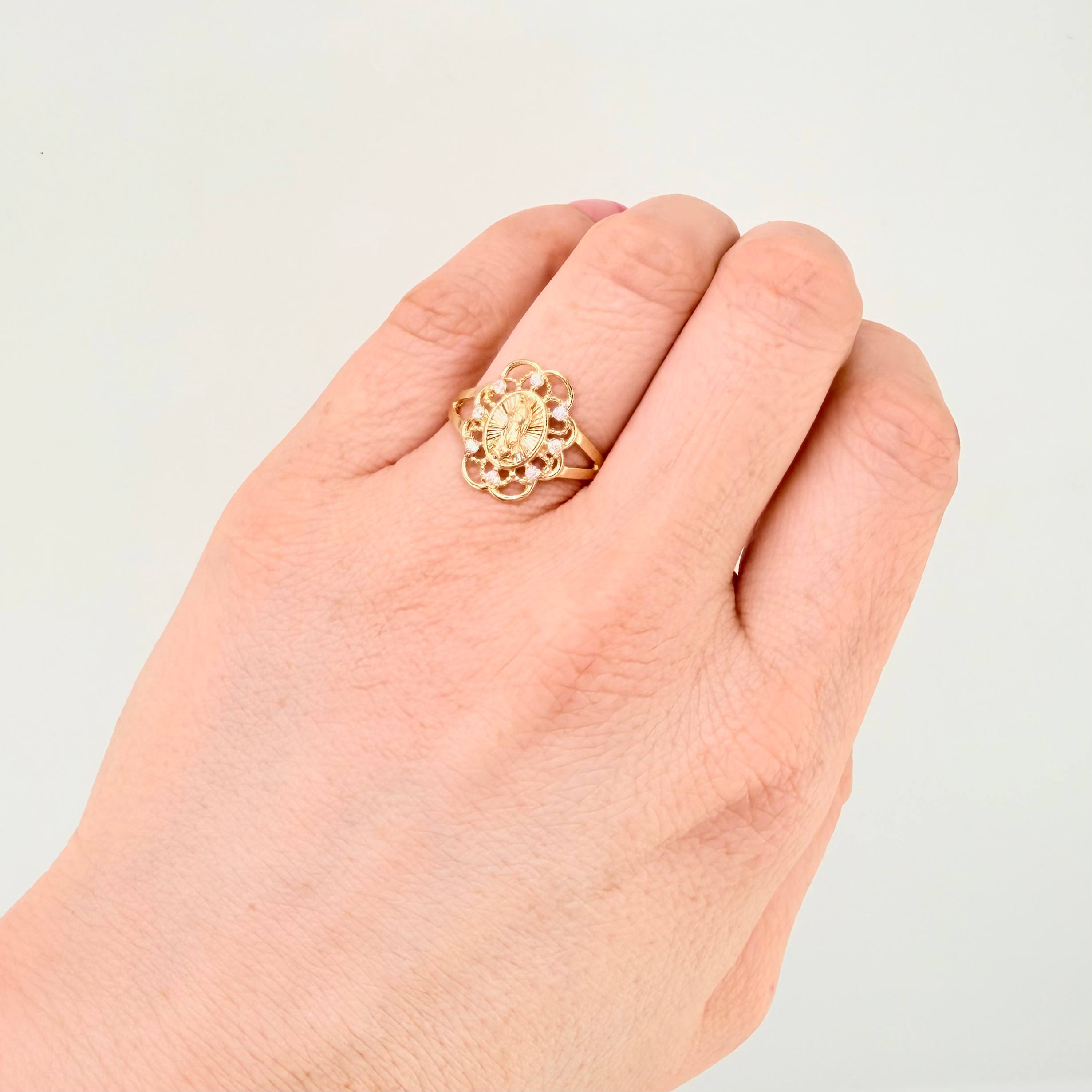 Anillo Virgen Guadalupe Bardera 2.2gr / T6 / Oro Amarillo 18K ©