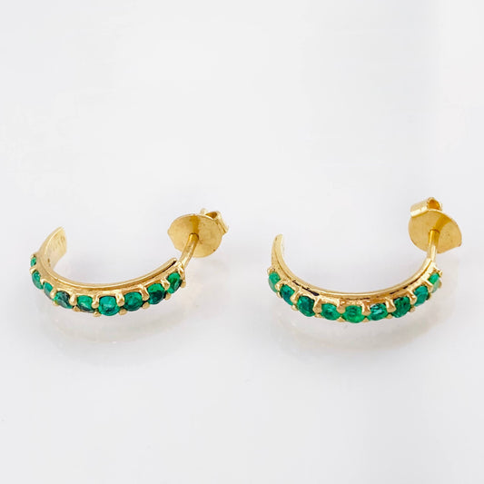 Topos Media Luna Esmeraldas 70pts 2.35gr / 3/4 in / Oro Amarillo 18K *