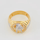 Anillo Herradura de Caballo 8.6g / T9 3/4 Dos Oros Amarillo Blanco 18K