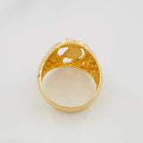 Anillo Herradura de Caballo 8.6g / T9 3/4 Dos Oros Amarillo Blanco 18K