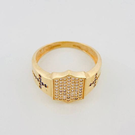 Anillo Escudo Cruz 4.35g / T10 1/4 Oro Amarillo 18K