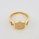 Anillo Escudo Cruz 4.35g / T10 1/4 Oro Amarillo 18K