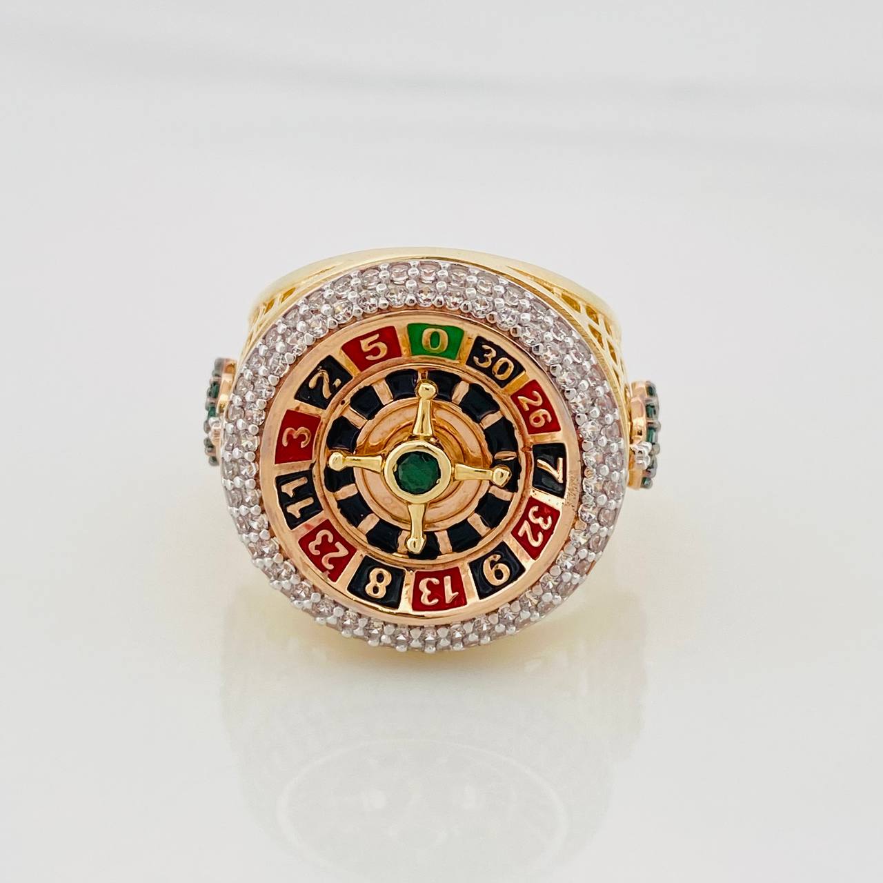 Anillo Ruleta Casino 14.25g / T10 1/2 Dos Oros Amarillo Blanco 18K
