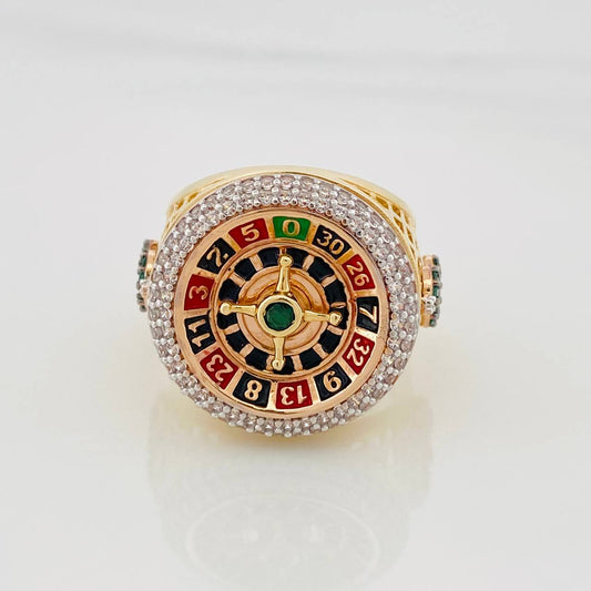 Anillo Ruleta Casino 13.35g / T10 Dos Oros Amarillo Blanco 18K