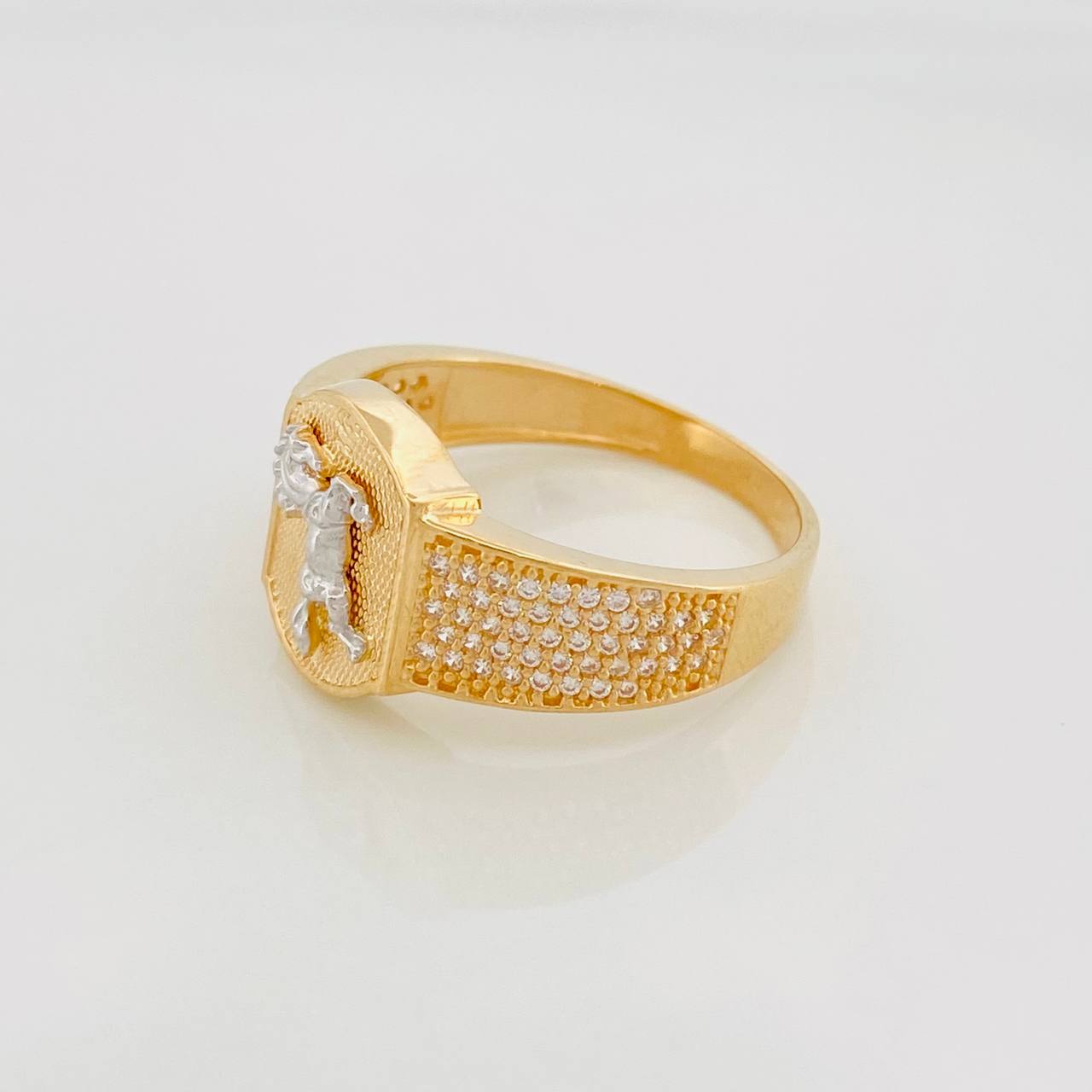 Anillo Caballo 6.1g / T10 3/4 Dos Oros Amarillo Blanco 18K