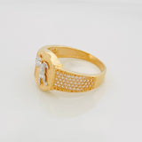 Anillo Caballo 6.1g / T10 3/4 Dos Oros Amarillo Blanco 18K