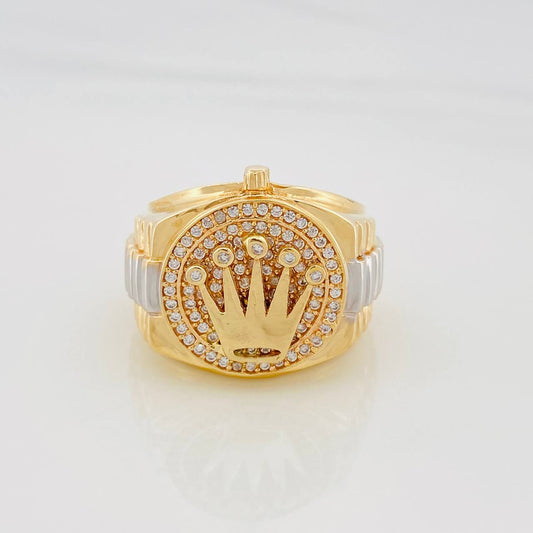 Anillo Corona 13.55g / T9 3/4 Dos Oros Amarillo Blanco 18K