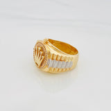 Anillo Corona 7g / T7 1/4 Dos Oros Amarillo Blanco 18K