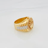 Anillo Corona 7g / T7 1/4 Dos Oros Amarillo Blanco 18K