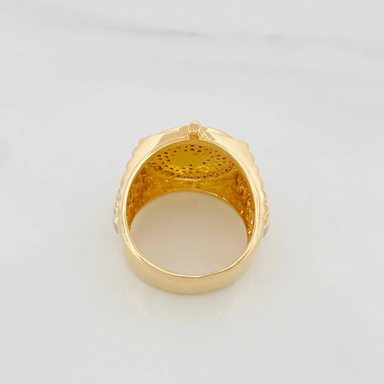 Anillo Corona 13.55g / T9 3/4 Dos Oros Amarillo Blanco 18K