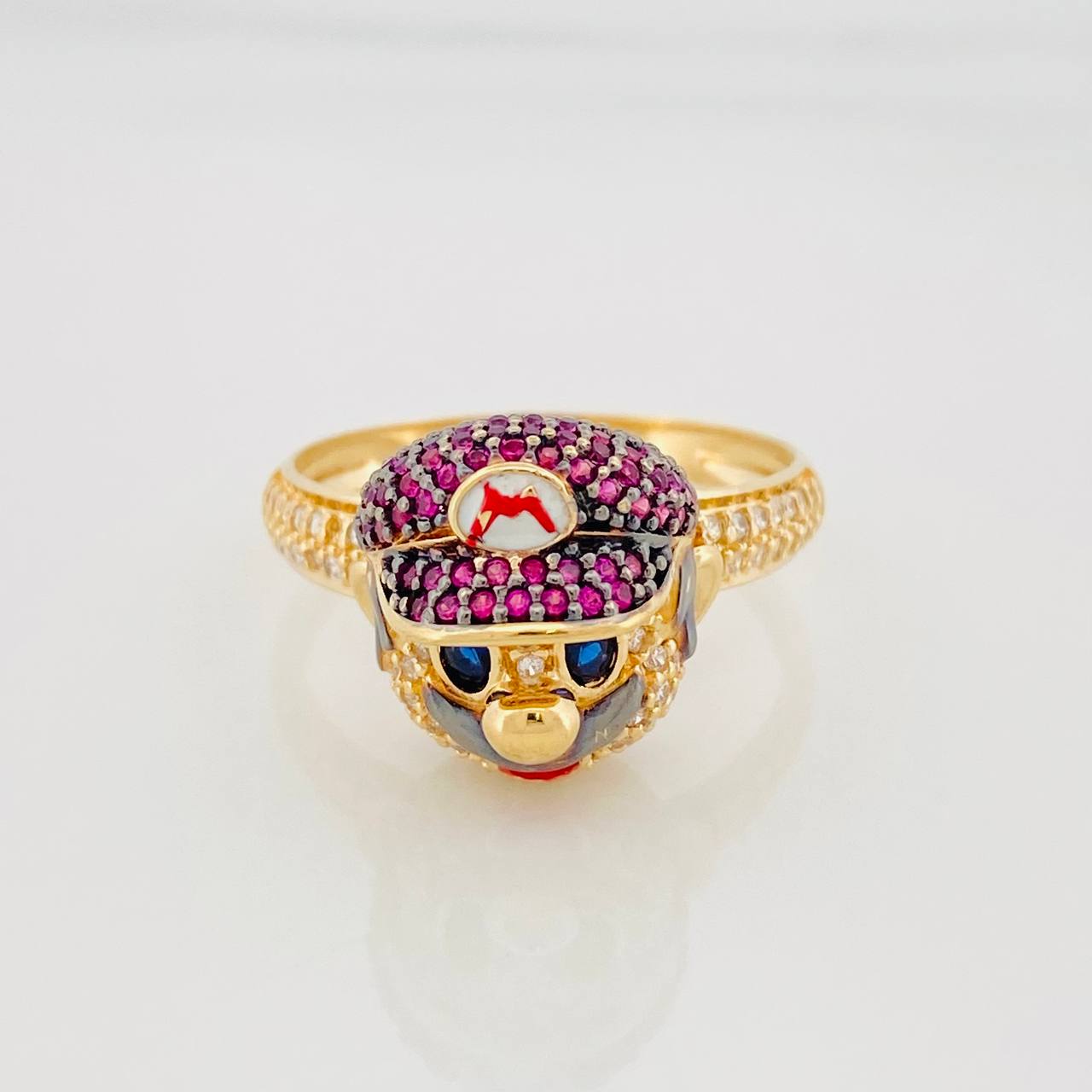 Anillo Mario 6.2g / T9 1/2 Dos Oros Negro Amarillo 18K