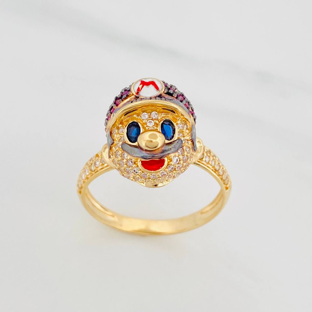 Anillo Mario 6.2g / T9 1/2 Dos Oros Negro Amarillo 18K