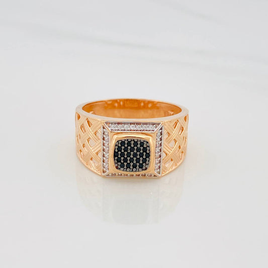 Anillo Sello 8.65g / T11 Dos Oros Blanco Rosa 18K
