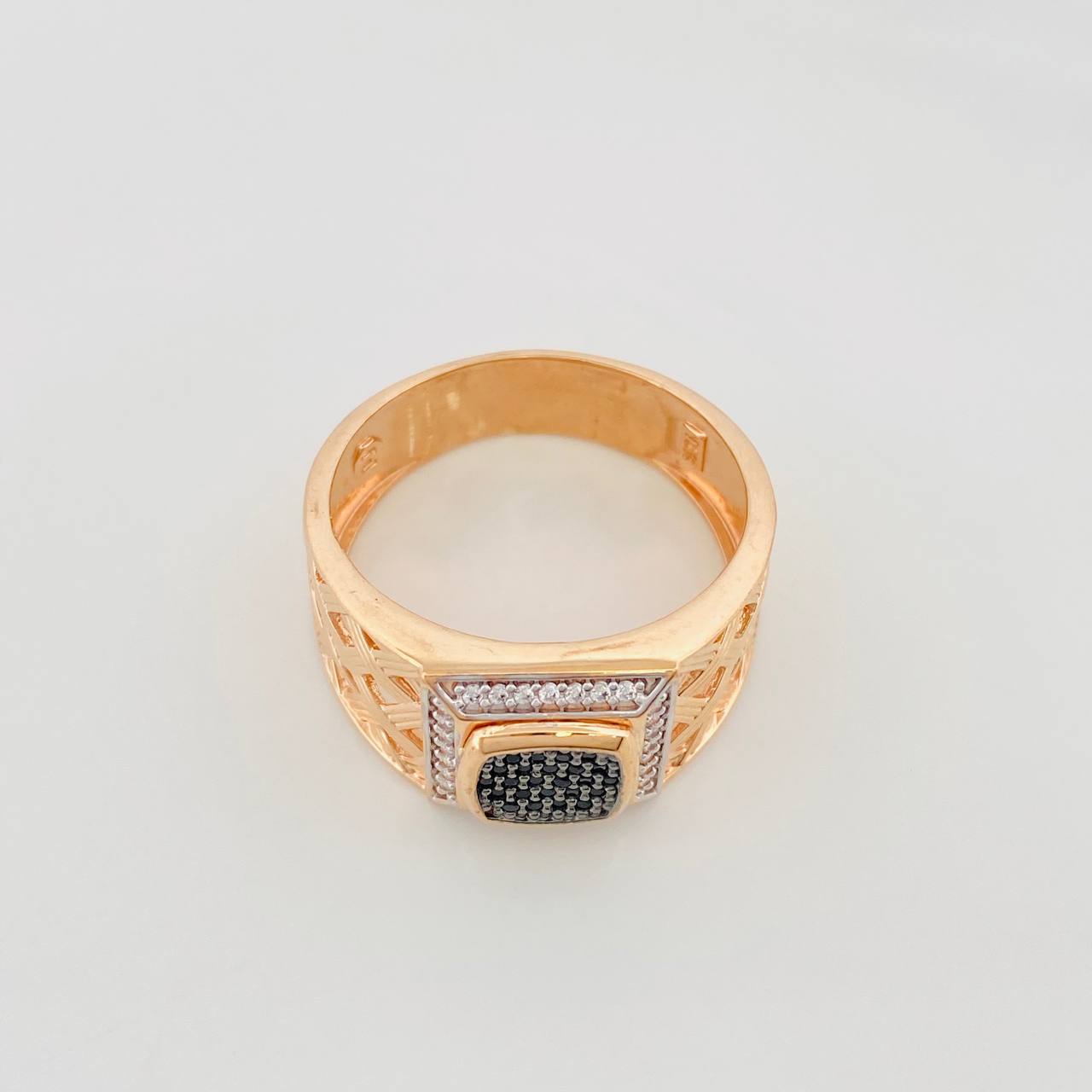 Anillo Sello 8.65g / T11 Dos Oros Blanco Rosa 18K