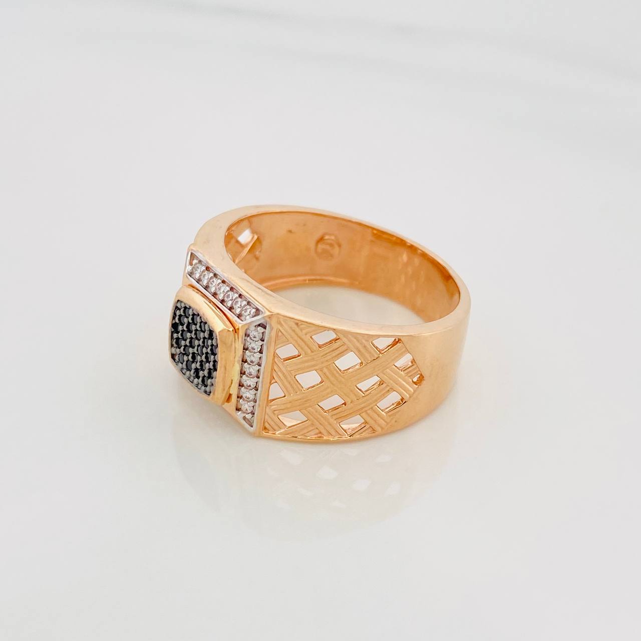 Anillo Sello 8.65g / T11 Dos Oros Blanco Rosa 18K