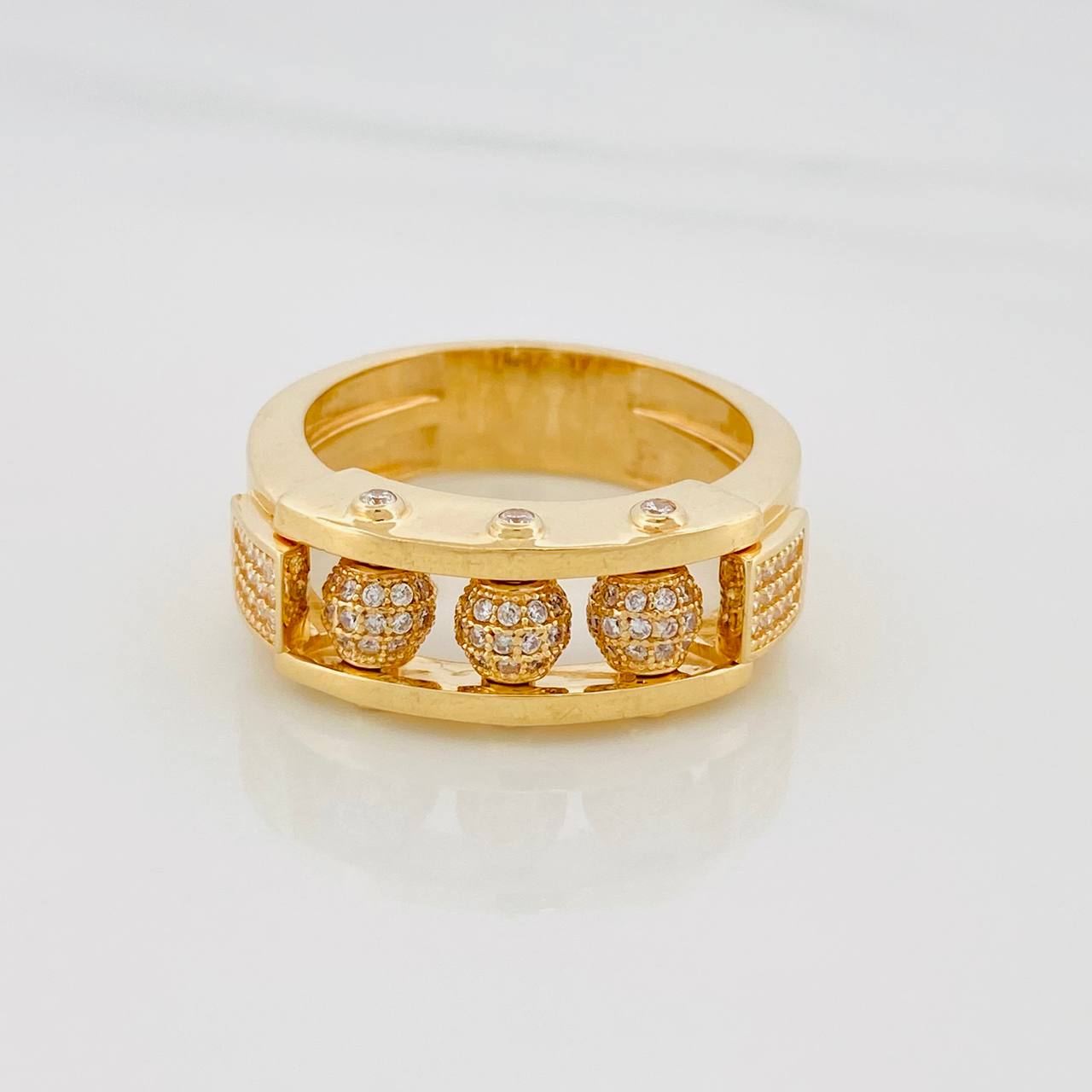 Anillo Bolas de Fuego 9.15g / T10 Oro Amarillo 18K