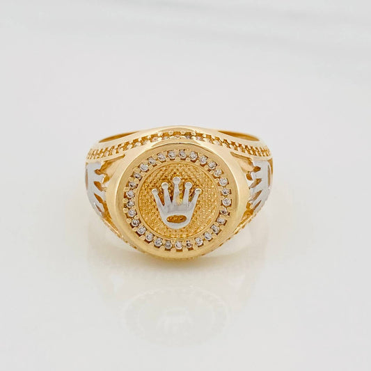 Anillo Corona 9.6g / T10 Dos Oros Amarillo Blanco 18K