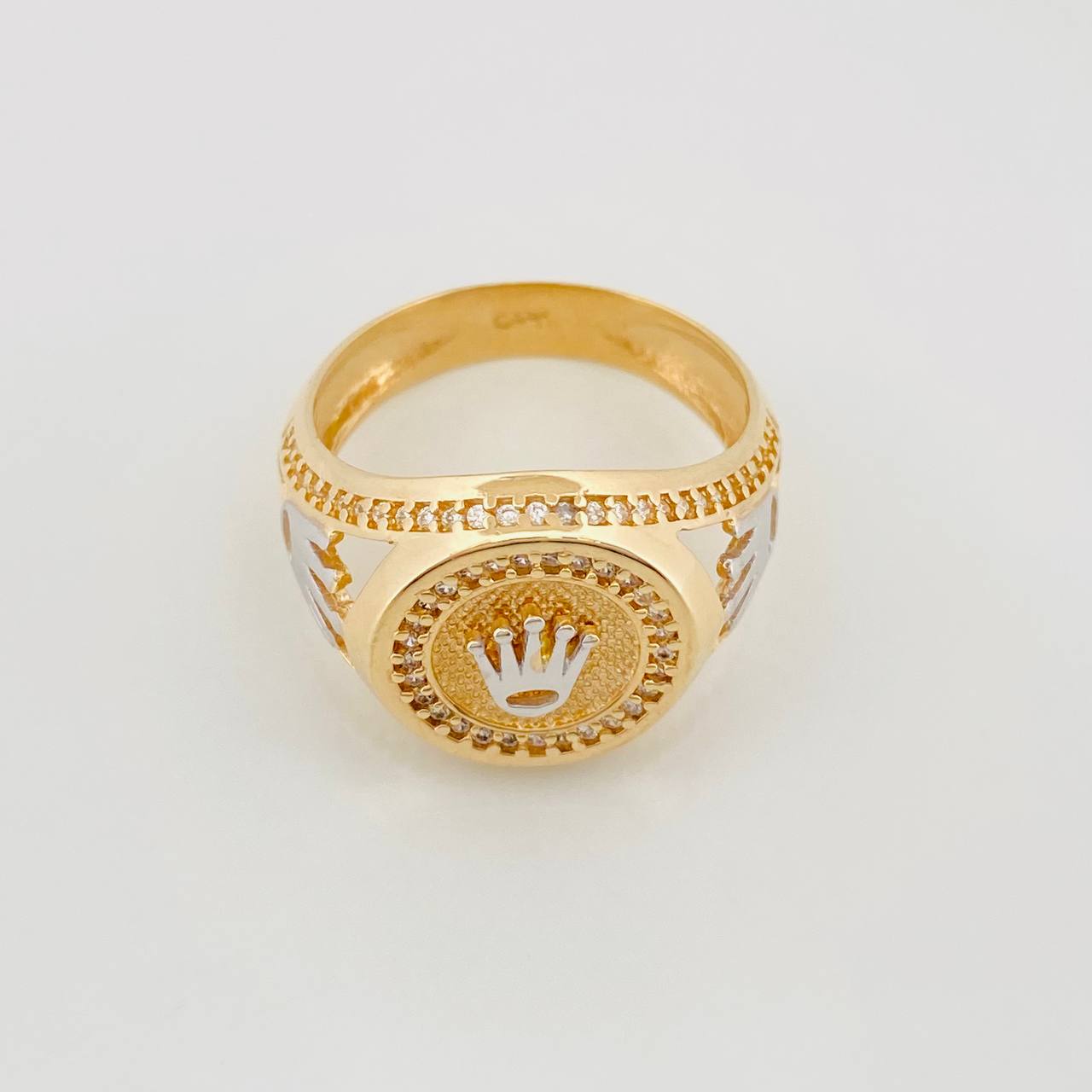 Anillo Corona 9.6g / T10 Dos Oros Amarillo Blanco 18K