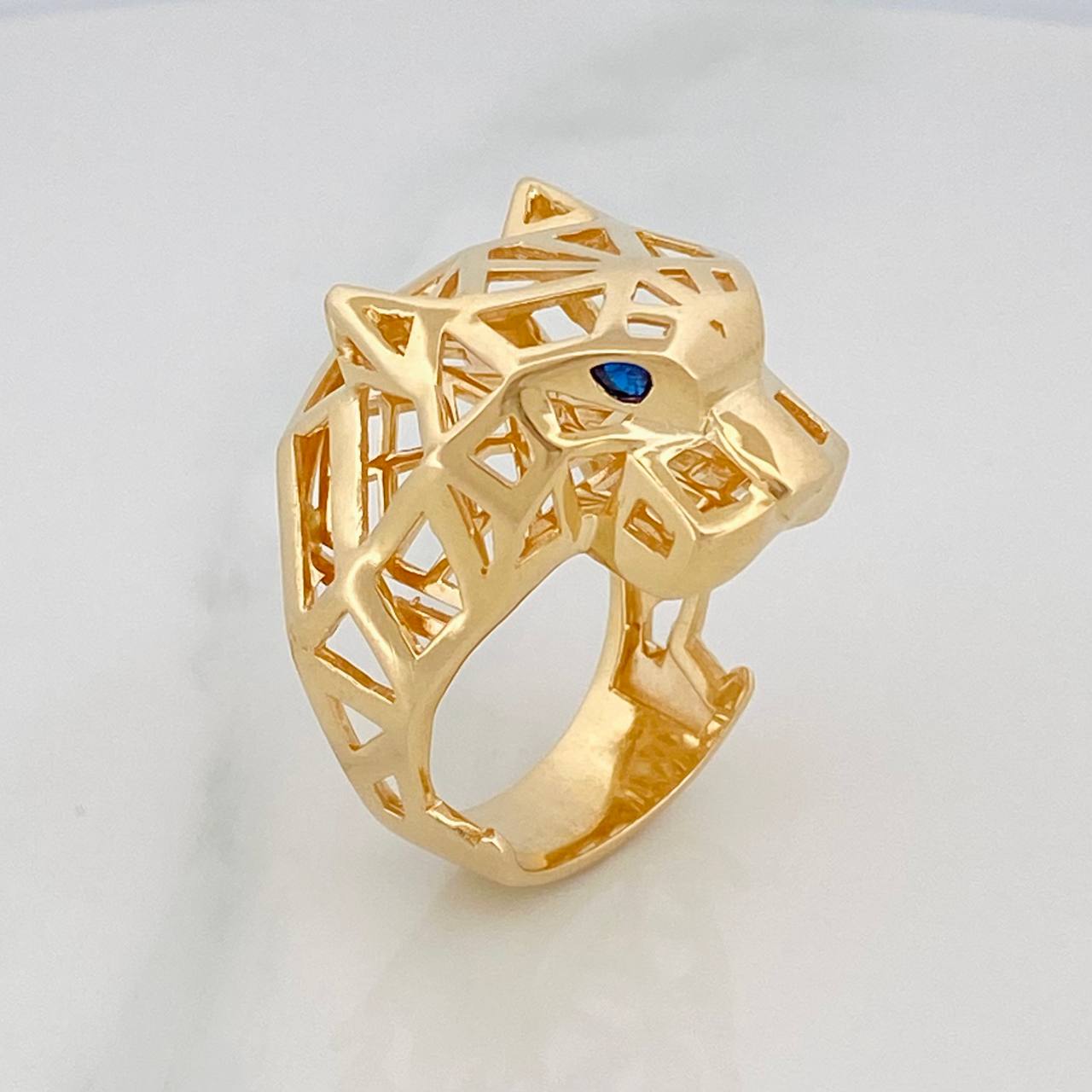 Panther Filigree Ring 13.35g / Size 10 3/4 Yellow Gold 18K