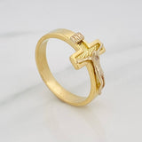 Cross Ring 9.55g / Size 12 3/4 Two-Tone Yellow White Gold 18K
