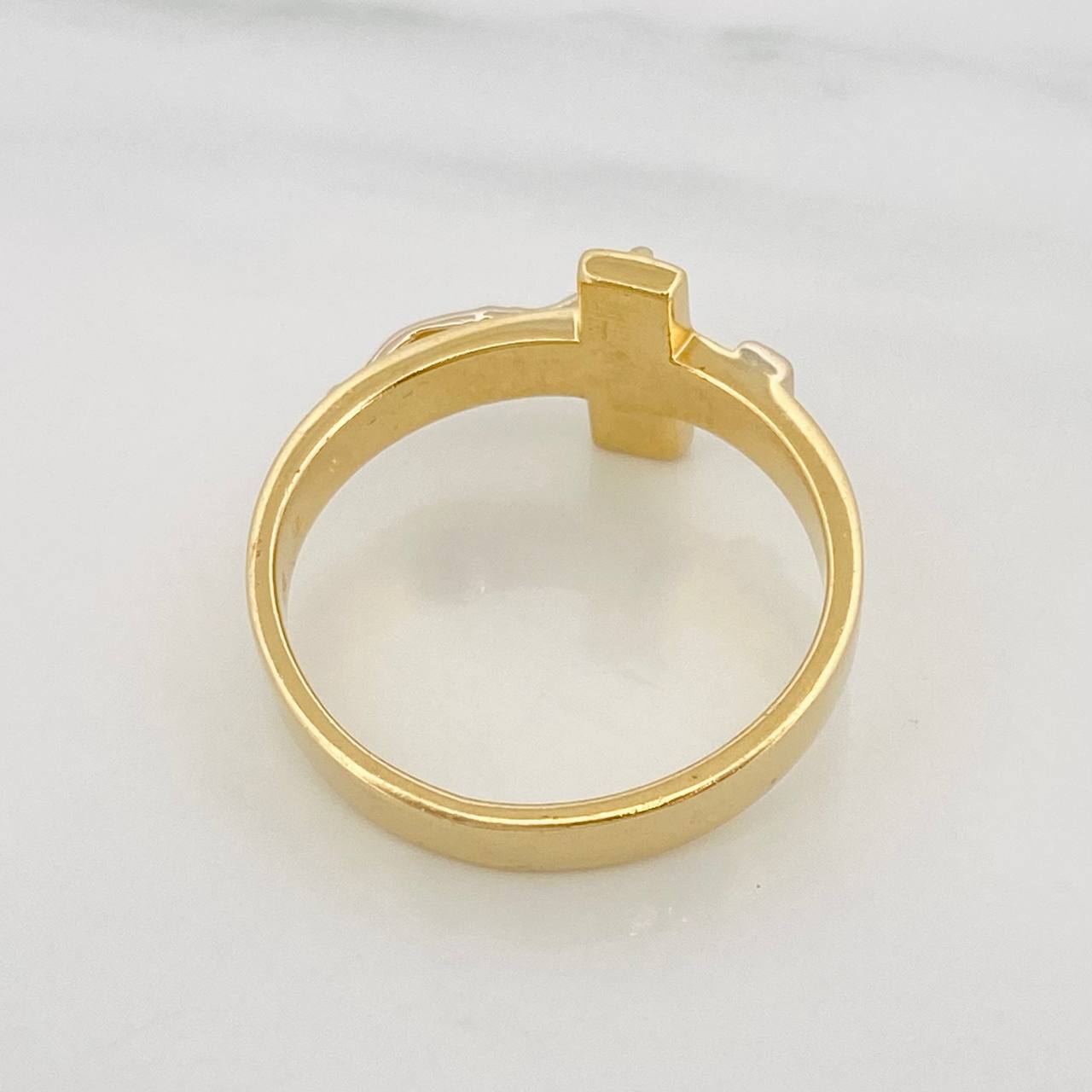 Cross Ring 9.55g / Size 12 3/4 Two-Tone Yellow White Gold 18K