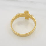 Cross Ring 9.55g / Size 12 3/4 Two-Tone Yellow White Gold 18K
