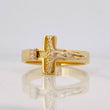 Cross Ring 9.55g / Size 12 3/4 Two-Tone Yellow White Gold 18K