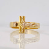 Cross Ring 9.55g / Size 12 3/4 Two-Tone Yellow White Gold 18K