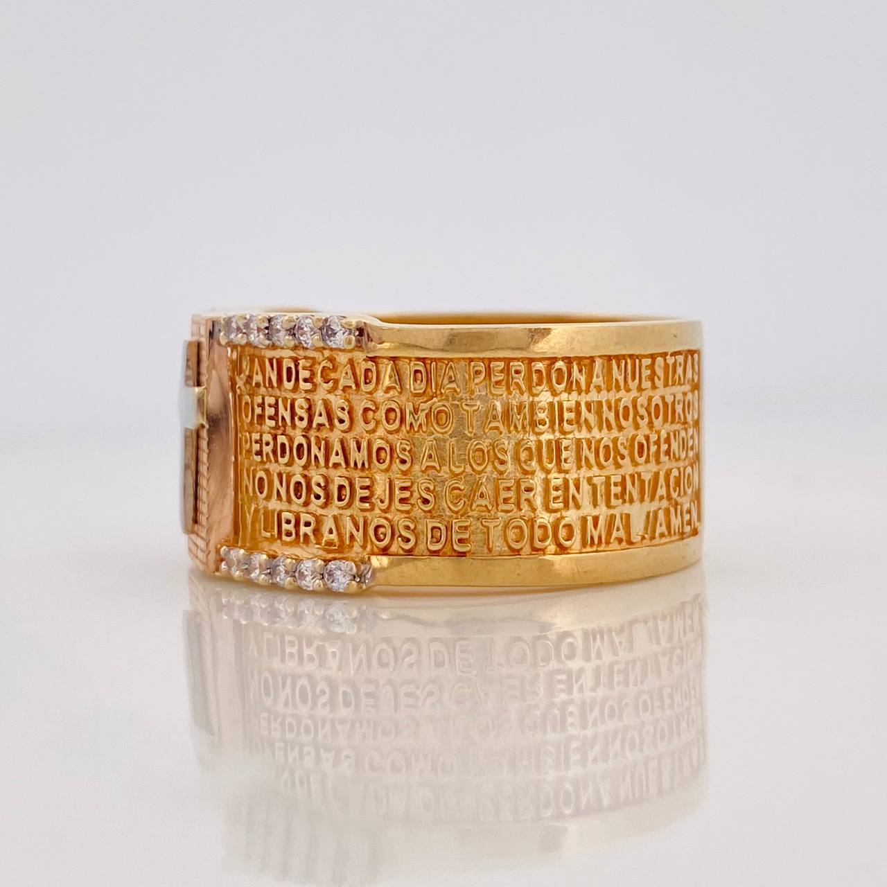Anillo Argolla Cruz 8.2g / T8 1/2 Tres Oros 18K