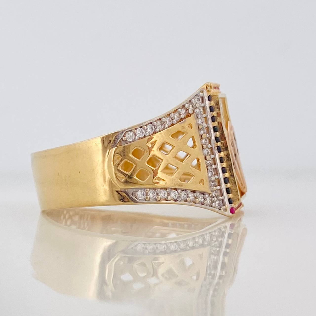 Poker Cards Ring 7.4g / Size 10 1/2 Two Yellow White Gold 18K