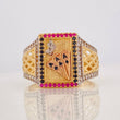 Poker Cards Ring 7.4g / Size 10 1/2 Two Yellow White Gold 18K