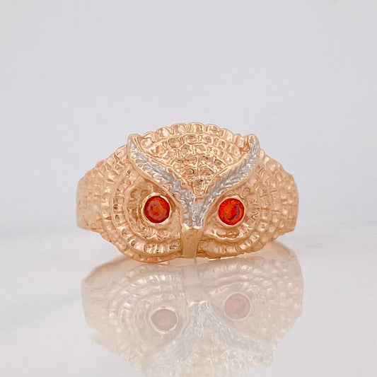 Anillo Buho 4.2g / T9 1/2 Dos Oros Blanco Rosa 18K
