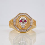 Skull Ring 7.9g / Size 10 3/4 Two-Tone Yellow White Gold 18K