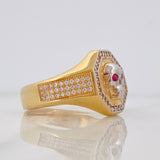 Skull Ring 7.9g / Size 10 3/4 Two-Tone Yellow White Gold 18K