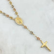 Rosario GC Virgen Milagrosa 16.1gr / 55cm / 5mm Cruz Cristo Liso Bolas Diamantadas Tres Oros 18K