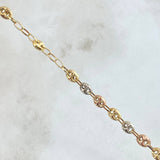 Rosario GC Virgen Milagrosa 16.1gr / 55cm / 5mm Cruz Cristo Liso Bolas Diamantadas Tres Oros 18K