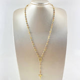 Rosario GC Virgen Milagrosa 16.1gr / 55cm / 5mm Cruz Cristo Liso Bolas Diamantadas Tres Oros 18K