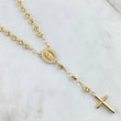 Rosario GC Virgen De Guadalupe 11.4gr / 52cm / 4.2mm Cross Polished Flat Tips Beads Diamond Cut 18K Yellow Gold
