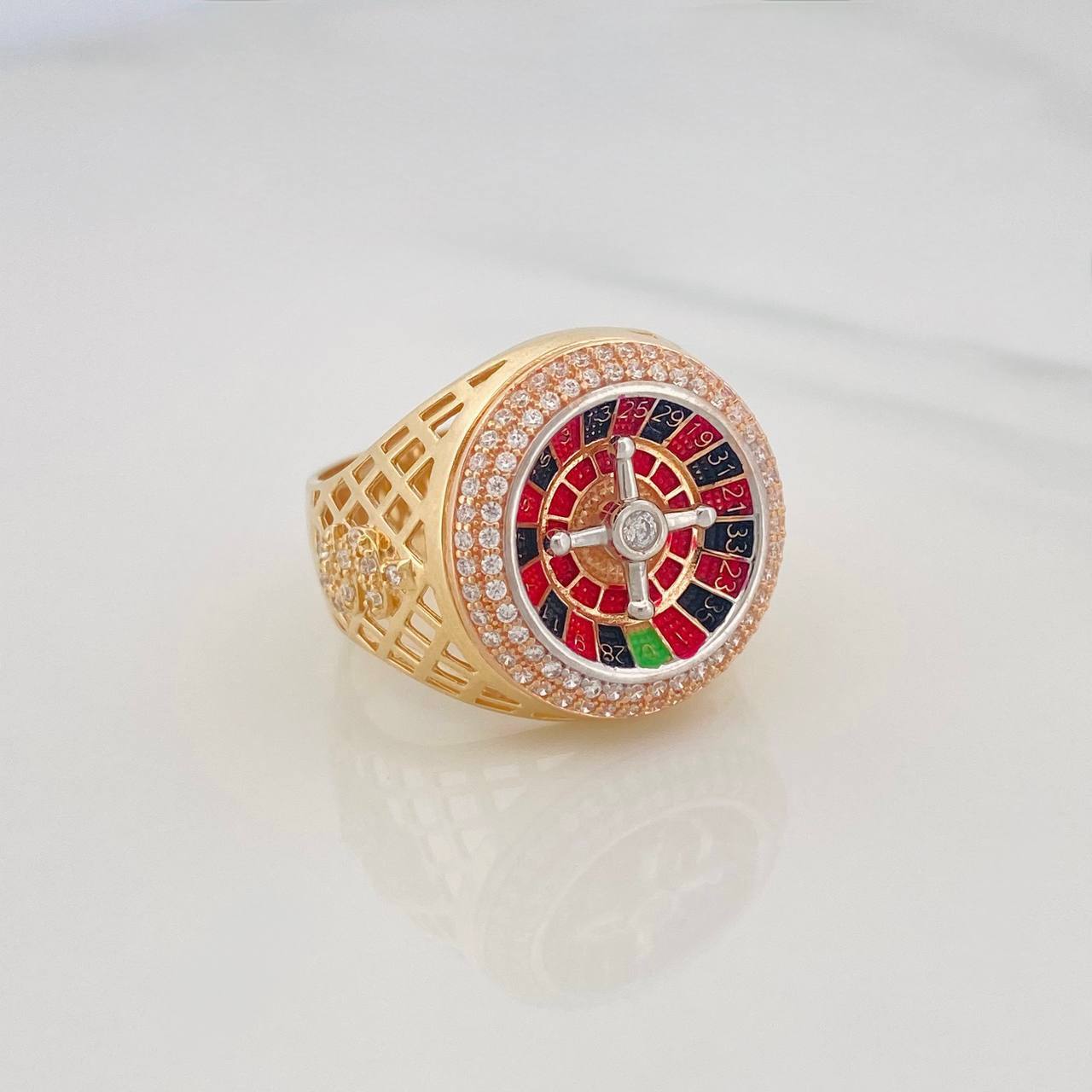Anillo Ruleta Casino 9.8g / T9 Tres Oros 18K