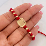 Pulsera Tejida Placa Cuadrada Oro Amarillo 18K