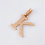 Letter K Pendant 2gr / 3/4 in / Rose Gold Nac.Esp. 18K