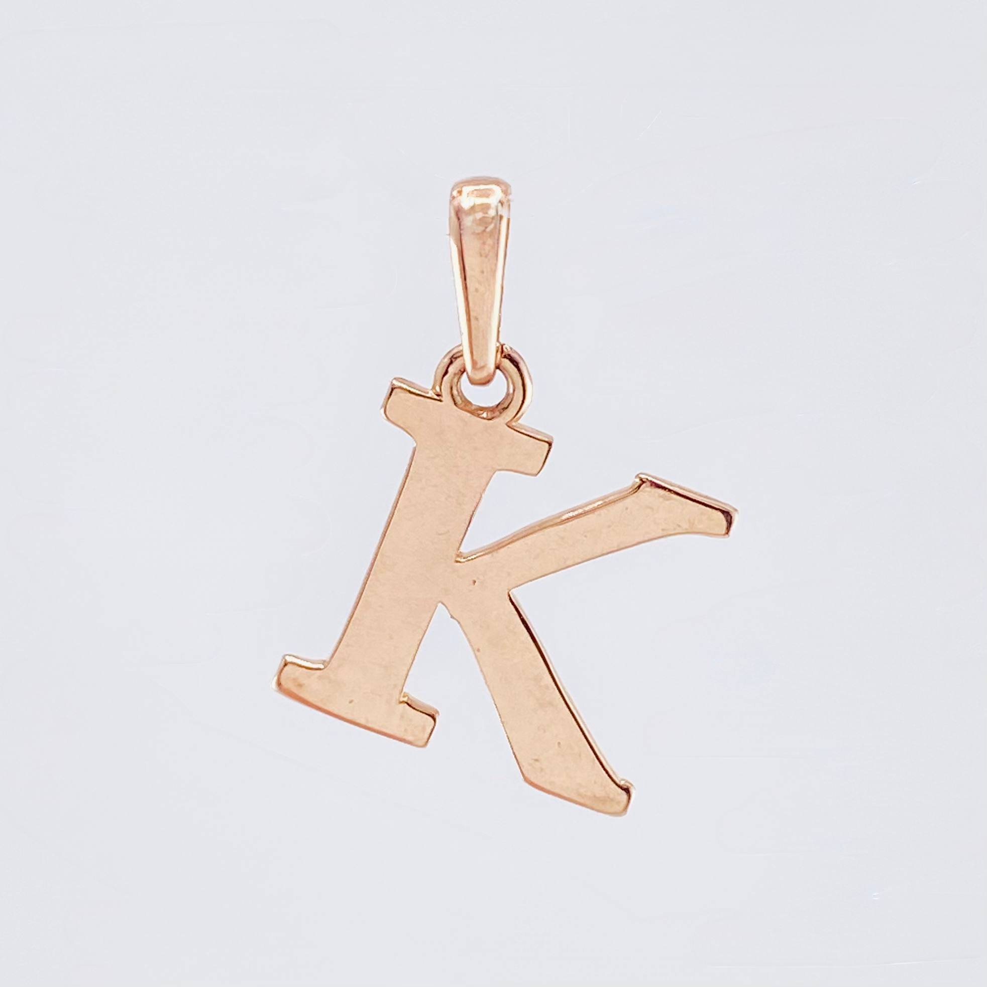 Letter K Pendant 2gr / 3/4 in / Rose Gold Nac.Esp. 18K