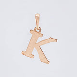 Letter K Pendant 2gr / 3/4 in / Rose Gold Nac.Esp. 18K