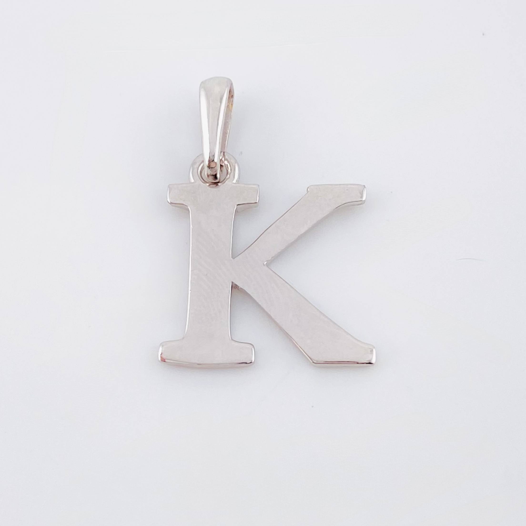 Letter K Pendant 2.05gr / 3/4 in / White Gold Nac.Esp. 18K