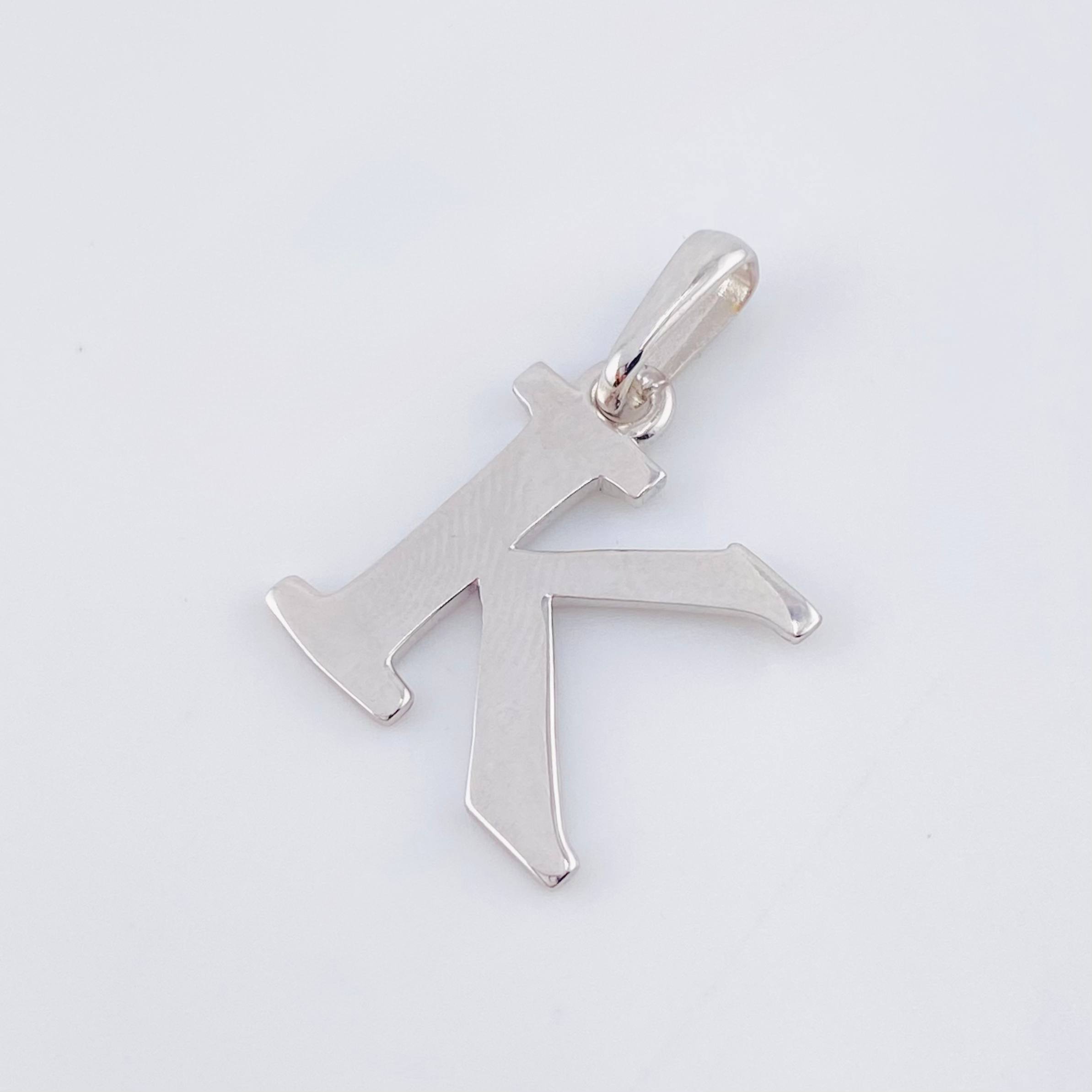 Letter K Pendant 2.05gr / 3/4 in / White Gold Nac.Esp. 18K