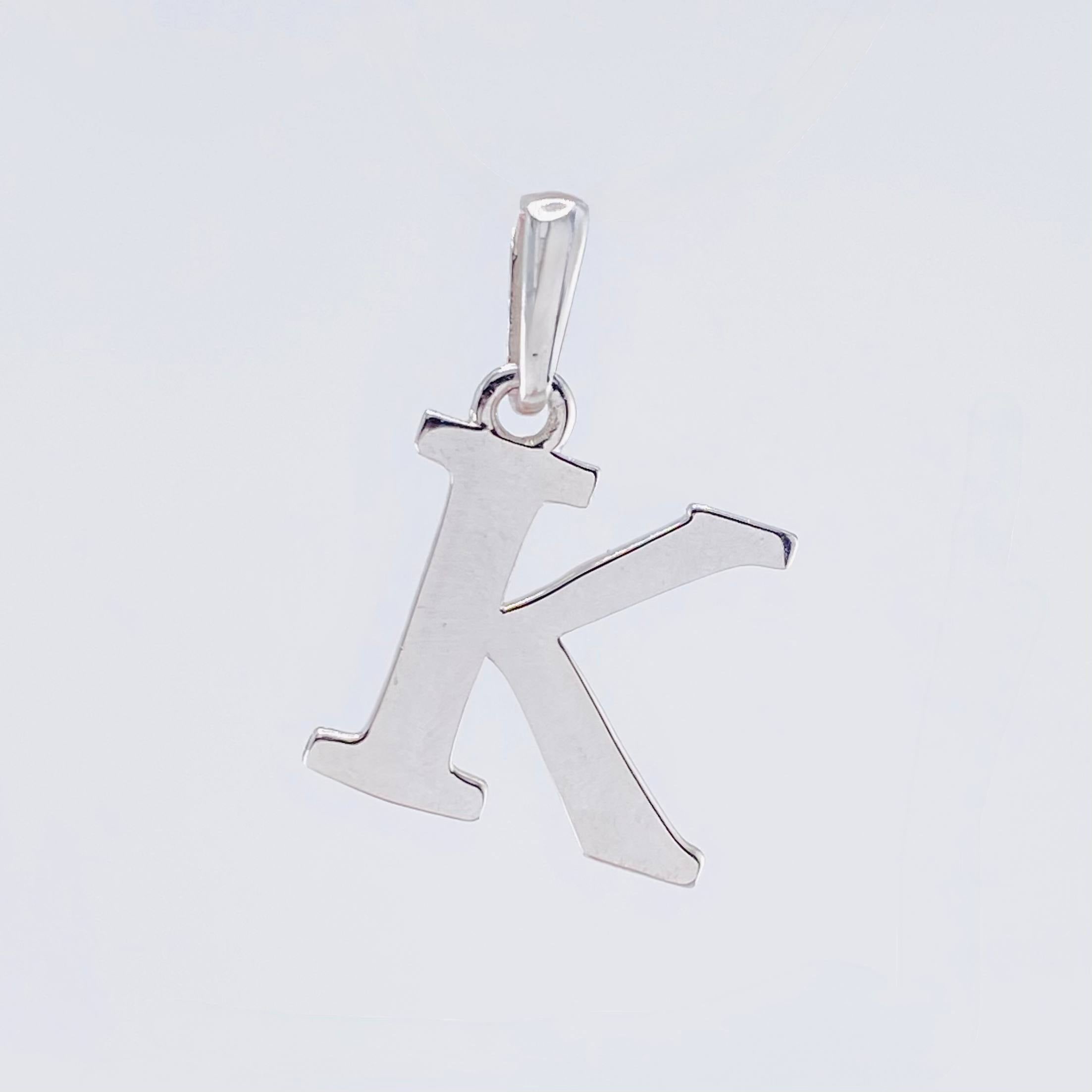 Letter K Pendant 2.05gr / 3/4 in / White Gold Nac.Esp. 18K