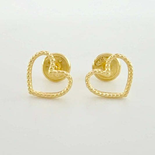 Diamond Cut Heart Silhouette Stud Earrings 0.85g / in / 8mm 18K Yellow Gold