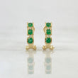 Hoop Earrings Omega Trio Diamonds 6pts Emeralds 55pts 3.85g / 1/2 in 18K Yellow Gold