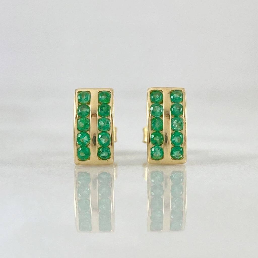 Hoop Earrings Double Rail Emeralds 1.04cts 3.35g / 1/2 in 18K Yellow Gold